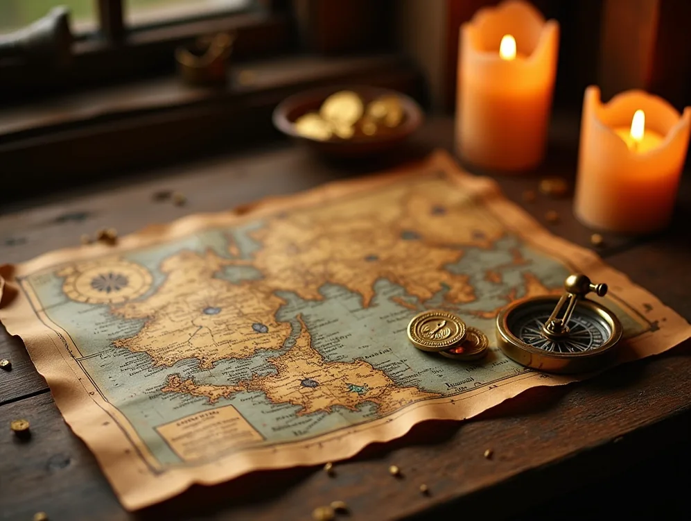 Nautical map on table